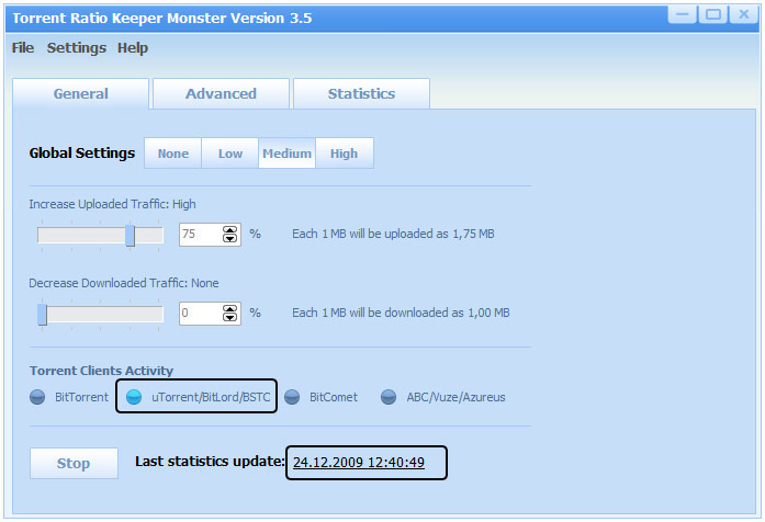 Torrent Ratio Keeper - active torrent clients