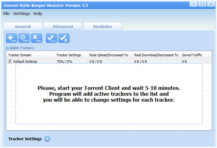 Torrent Ratio Keeper - Advanced tab