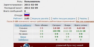 Реальная накрутка рейтинга на rutracker.org. Скриншот аккаунта после использования программа Torrent Ratio Keeper